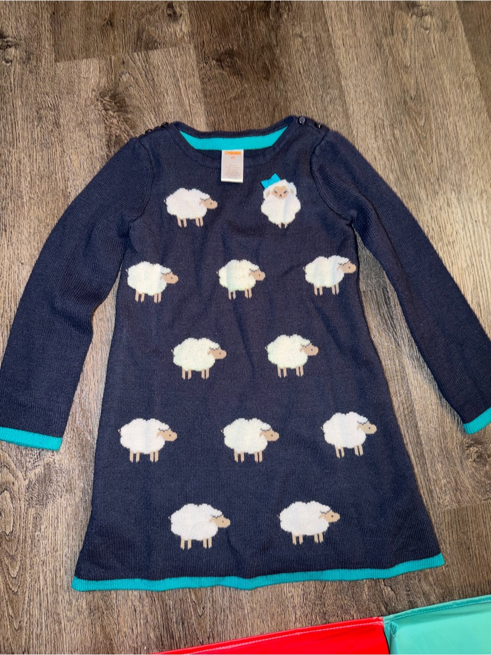 Gymboree sweater dress with sheep on front.